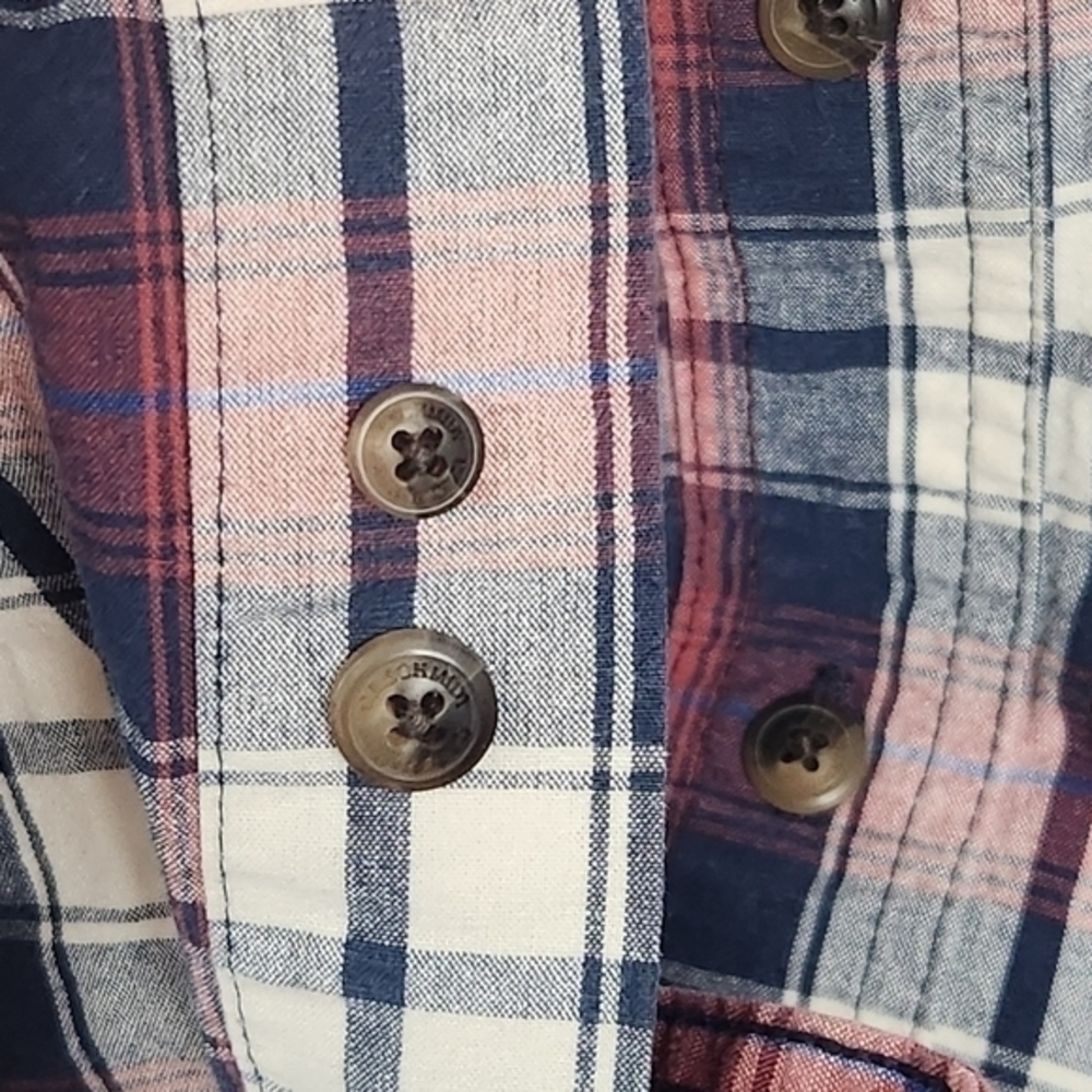 CE Schmidt Workwear Large Long Sleeve Button‎ Down Plaid Red White Blue Colorway - Picture 6 of 7